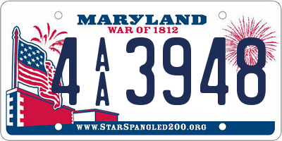 MD license plate 4AA3948