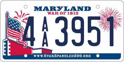 MD license plate 4AA3951