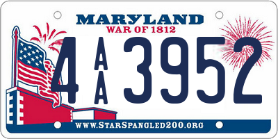 MD license plate 4AA3952