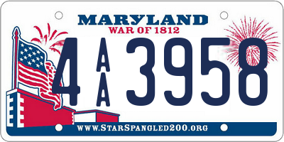 MD license plate 4AA3958