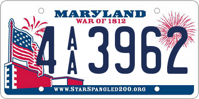 MD license plate 4AA3962