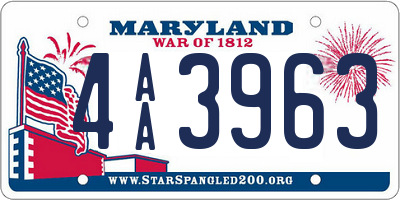 MD license plate 4AA3963