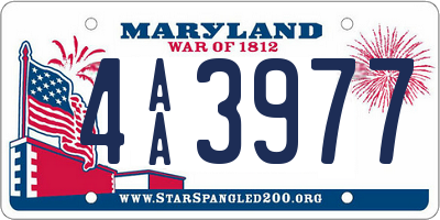 MD license plate 4AA3977