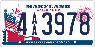 MD license plate 4AA3978