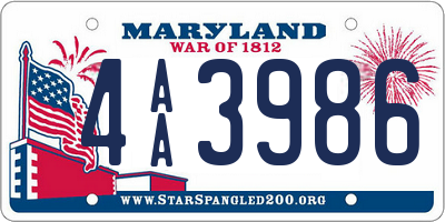 MD license plate 4AA3986