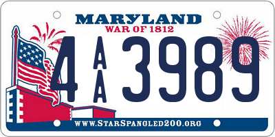 MD license plate 4AA3989