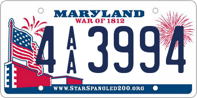 MD license plate 4AA3994