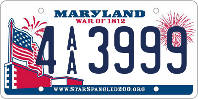 MD license plate 4AA3999