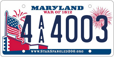 MD license plate 4AA4003