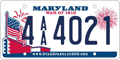 MD license plate 4AA4021