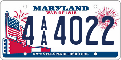 MD license plate 4AA4022