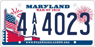 MD license plate 4AA4023