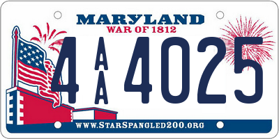 MD license plate 4AA4025