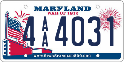 MD license plate 4AA4031