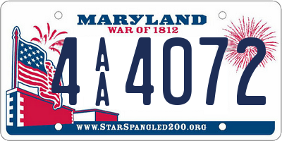 MD license plate 4AA4072
