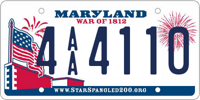 MD license plate 4AA4110