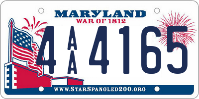 MD license plate 4AA4165