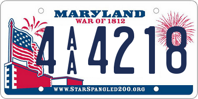 MD license plate 4AA4218