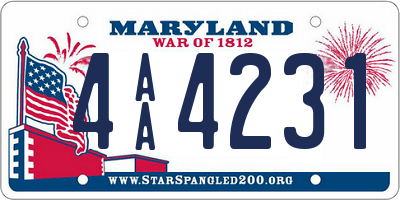 MD license plate 4AA4231