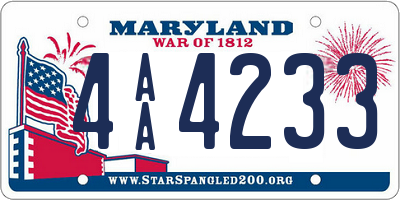 MD license plate 4AA4233