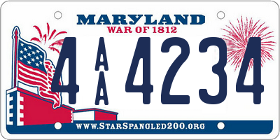 MD license plate 4AA4234