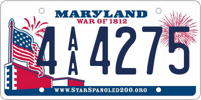 MD license plate 4AA4275