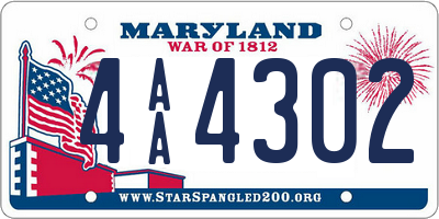 MD license plate 4AA4302