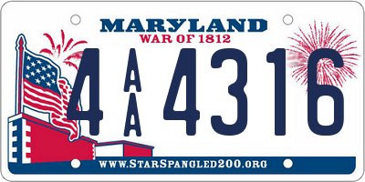 MD license plate 4AA4316