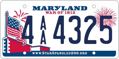 MD license plate 4AA4325