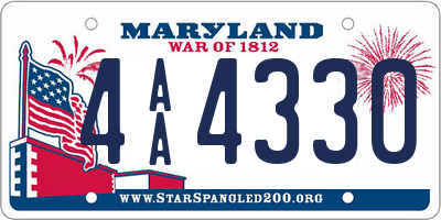 MD license plate 4AA4330