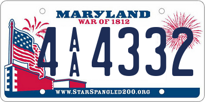 MD license plate 4AA4332