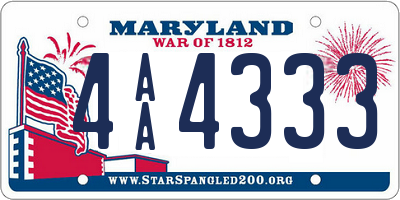 MD license plate 4AA4333