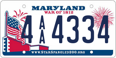 MD license plate 4AA4334