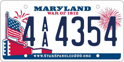 MD license plate 4AA4354