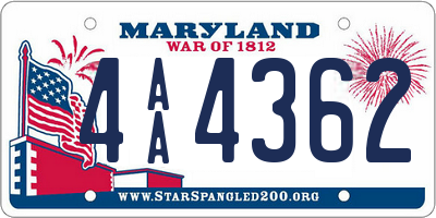 MD license plate 4AA4362