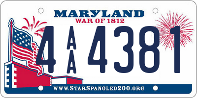 MD license plate 4AA4381