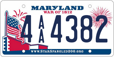 MD license plate 4AA4382