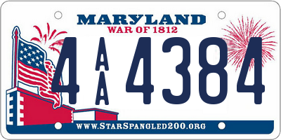 MD license plate 4AA4384