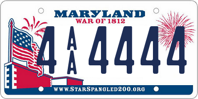 MD license plate 4AA4444