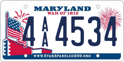 MD license plate 4AA4534