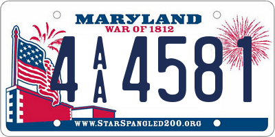 MD license plate 4AA4581