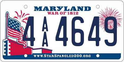 MD license plate 4AA4649