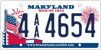 MD license plate 4AA4654