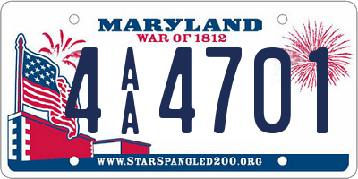 MD license plate 4AA4701