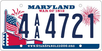 MD license plate 4AA4721