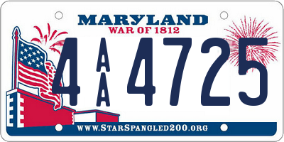 MD license plate 4AA4725