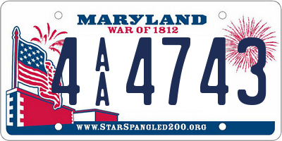 MD license plate 4AA4743