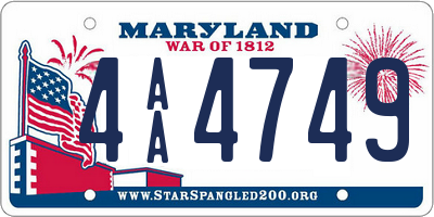 MD license plate 4AA4749