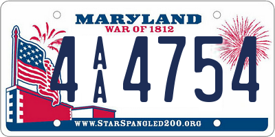 MD license plate 4AA4754