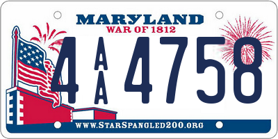 MD license plate 4AA4758